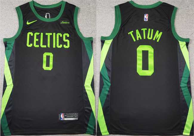 Mens Boston Celtics #0 Jayson Tatum Black 2024-25 City Edition Stitched Basketball Jersey